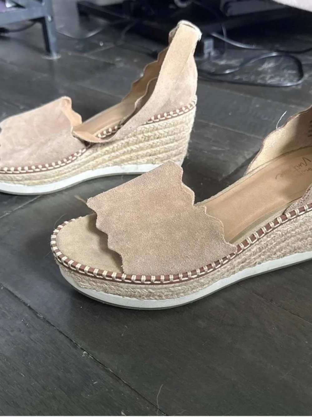 Wedge Espadrille Sandals in Taupe Suede